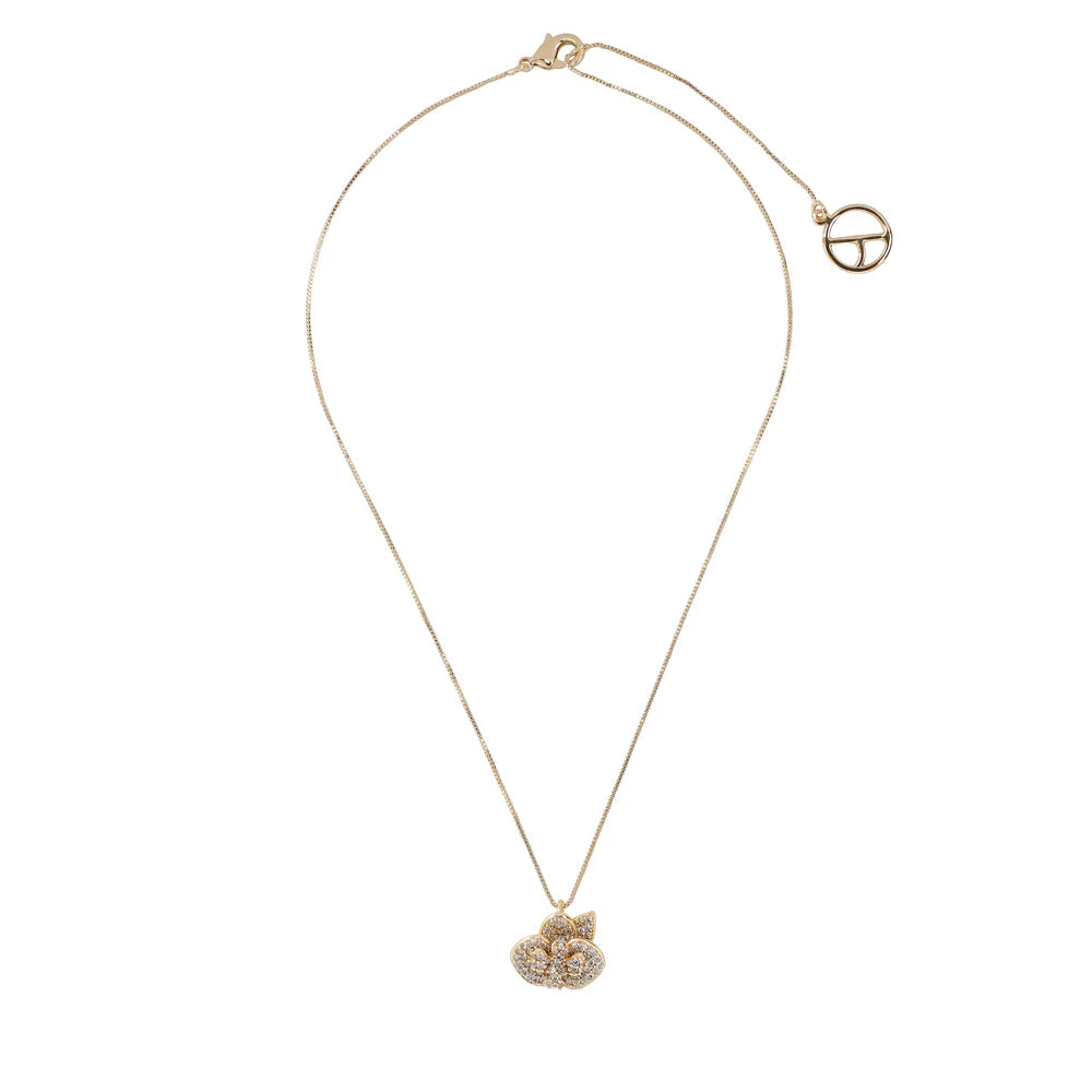 Orchid Necklace Studded with Zircons