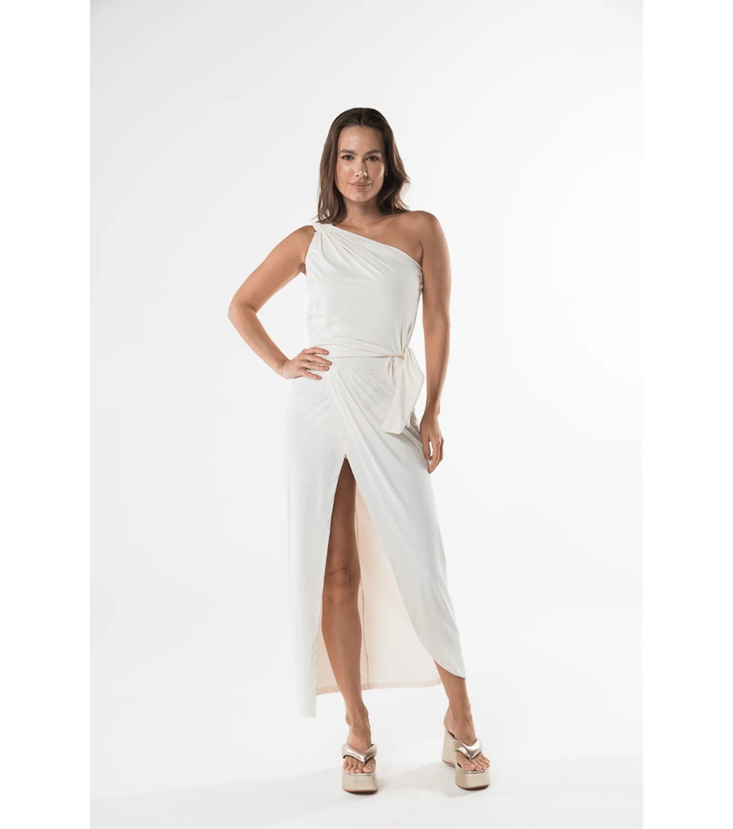 Blusa monospalla increspata