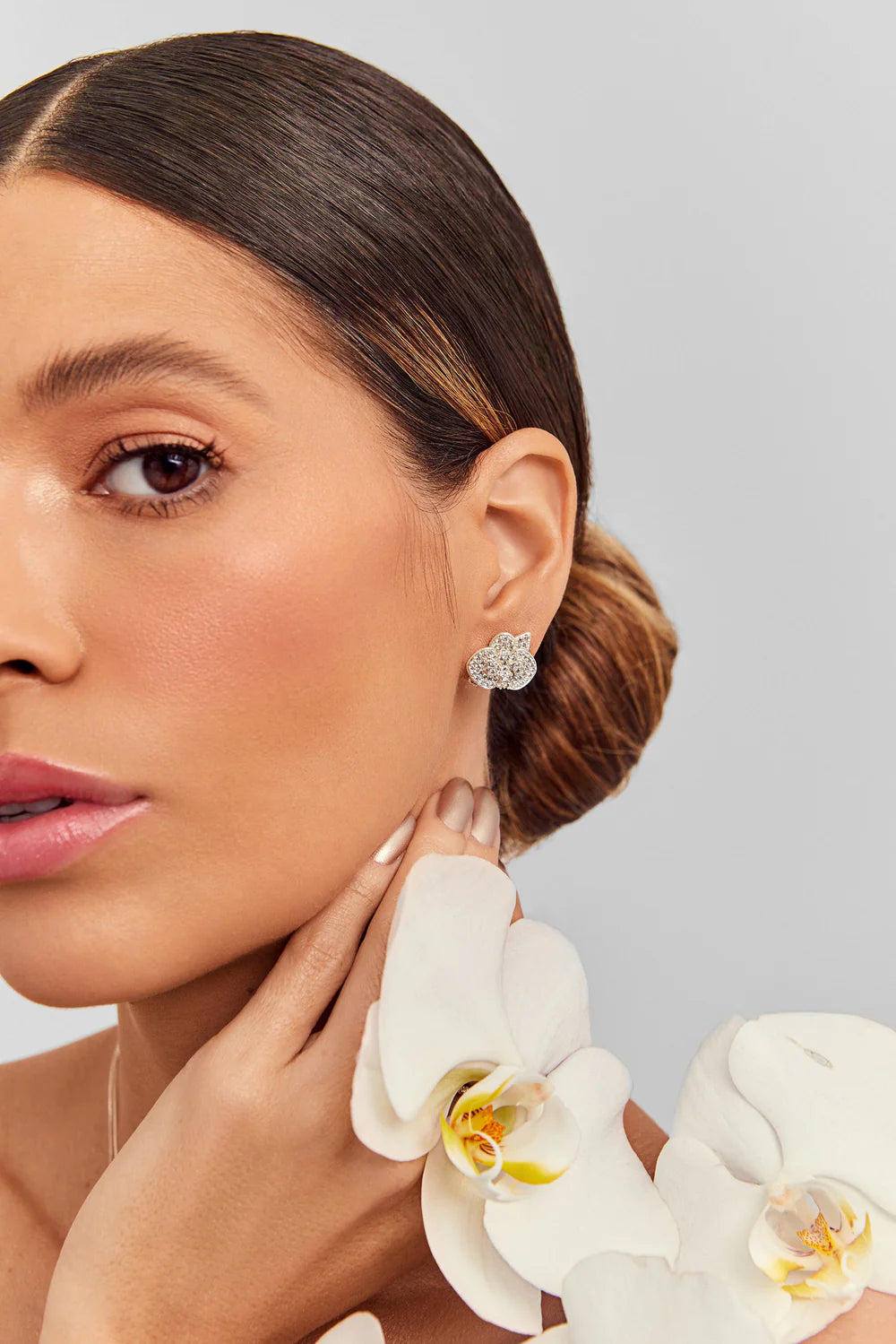 Orchid Earring Studded with Zirconia