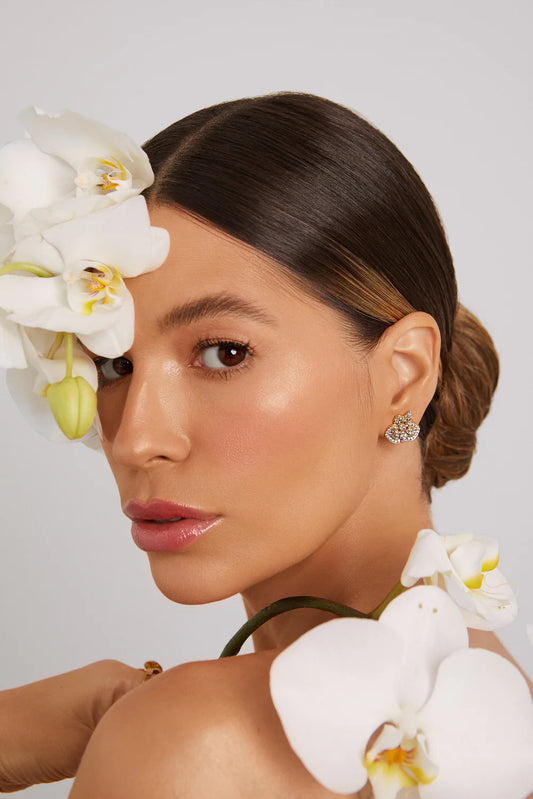 Orchid Earring Studded with Zirconia