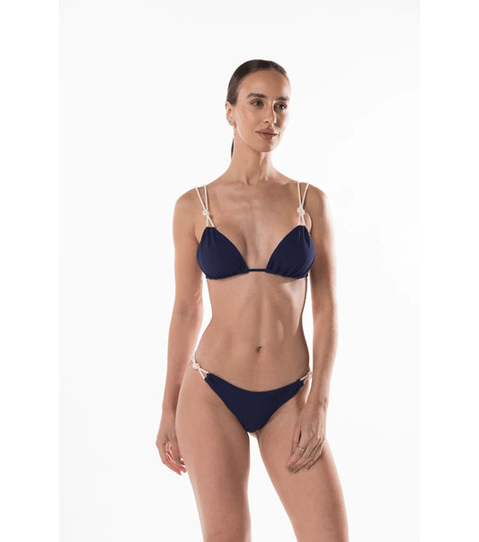 Bikini blu navy con nodo laterale